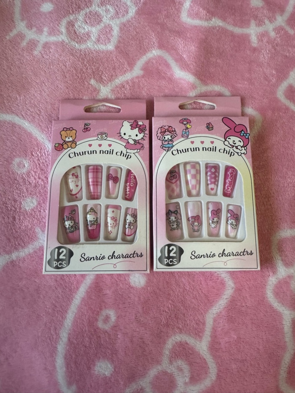 Sanrio Nail Chip Set - Pink Hello Kitty & My Melody Press-Ons (2 Packs)